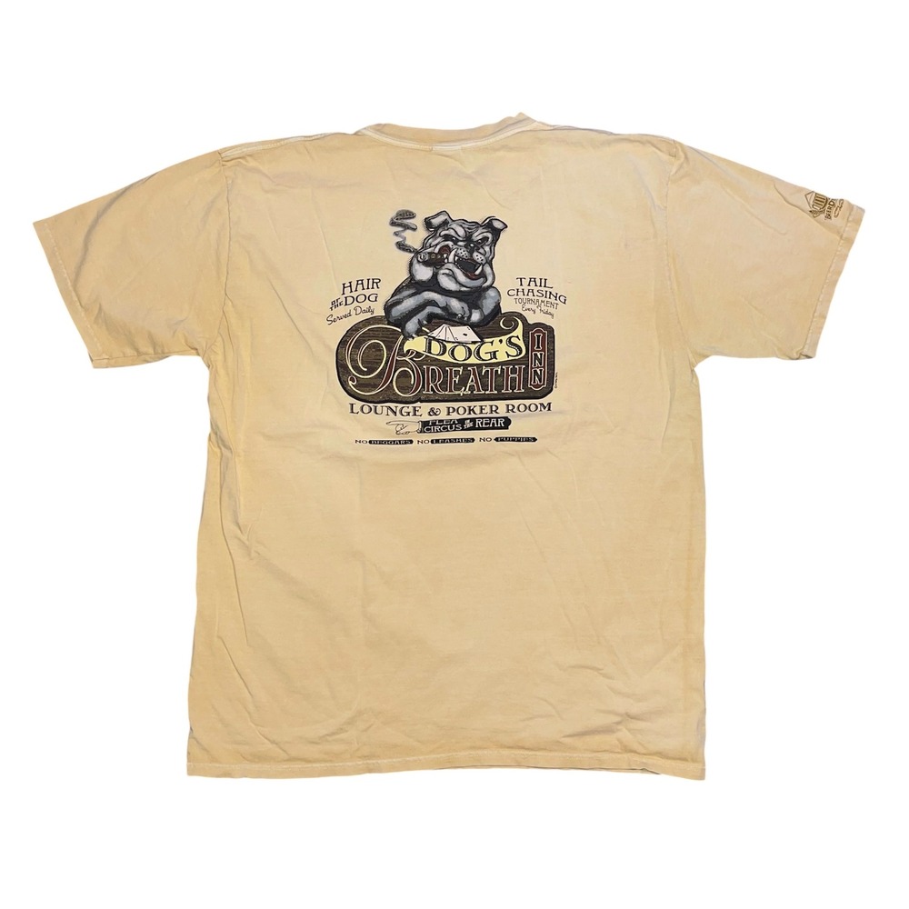 Y2K Crazy Shirts Hawaii Mens XL Beer Dyed Dogs Breath Inn Poker Bulldog T-Shirt